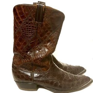 Vintage Tony Lama Alligator Reptile Cowboy Wester Boots Man Size 11 or 11.5